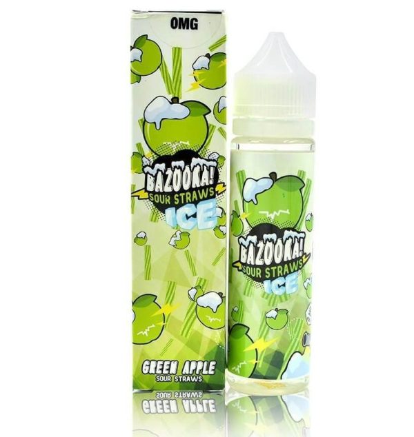 GREEN APPLE ICE SOUR STRAWS - BAZOOKA - Image 1